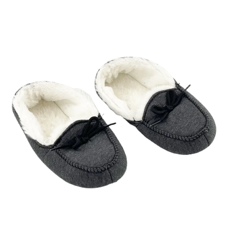 Target Boy Girl Faux Fur Lining Moccasins Slippers Shoes Grey Medium‎ 2-3